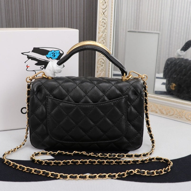 Mini Flap Bag With Top Handle Black