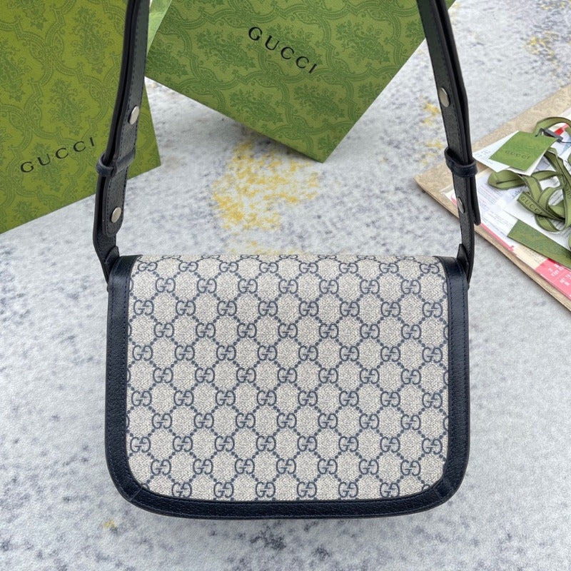 Bolso de hombro Horsebit 1955 de lona negra