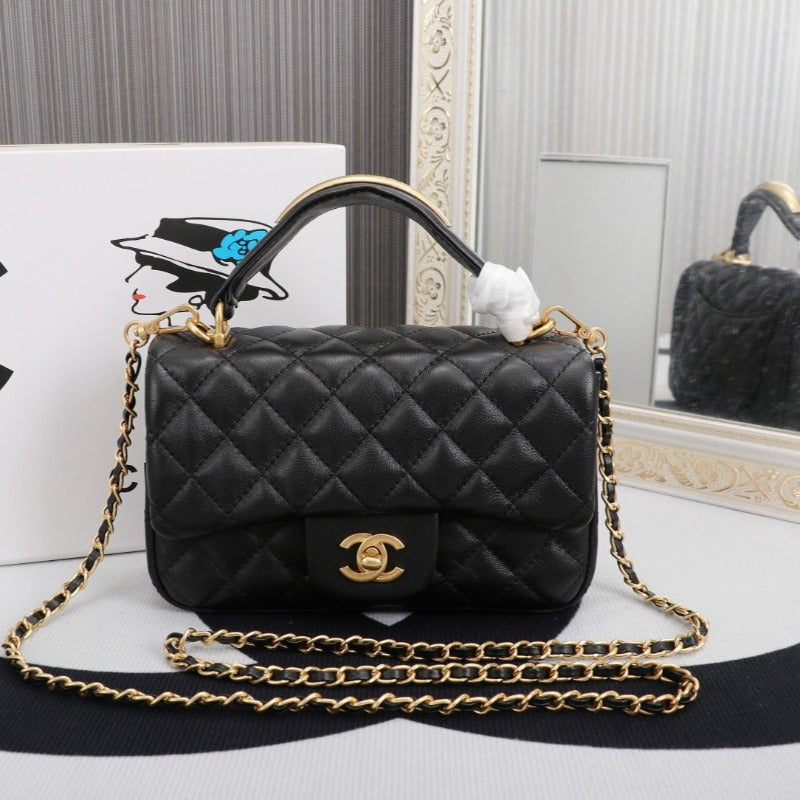 Mini Flap Bag With Top Handle Black