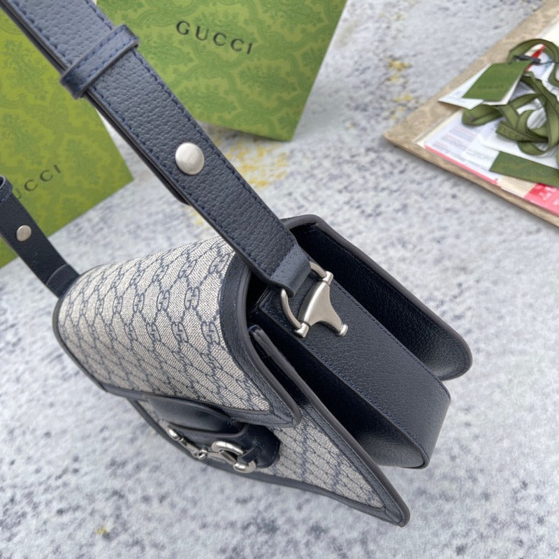 Bolso de hombro Horsebit 1955 de lona negra