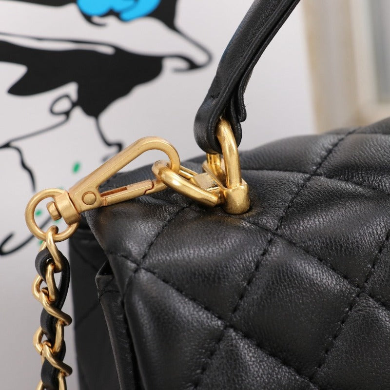 Mini Flap Bag With Top Handle Black