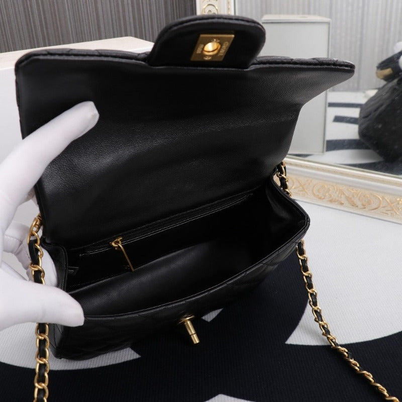 Mini Flap Bag With Top Handle Black