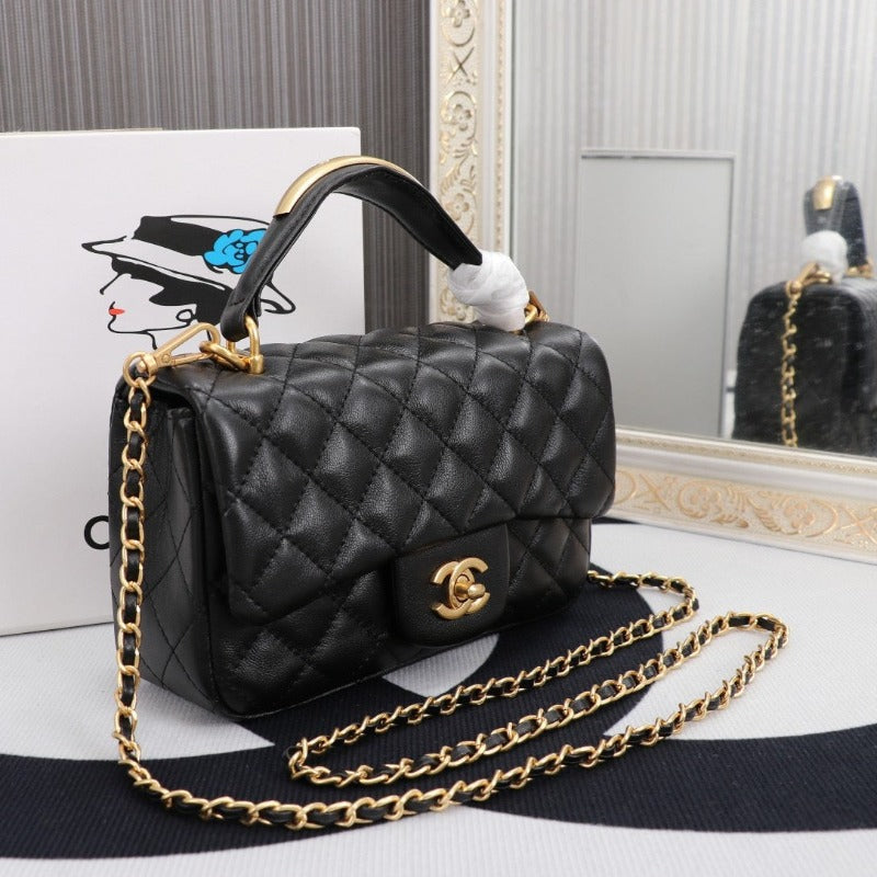 Mini Flap Bag With Top Handle Black