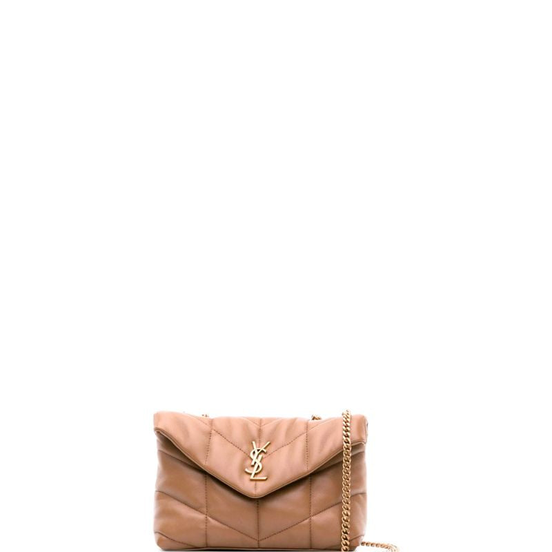 Bolso de hombro acolchado Loulou mediano en color camello