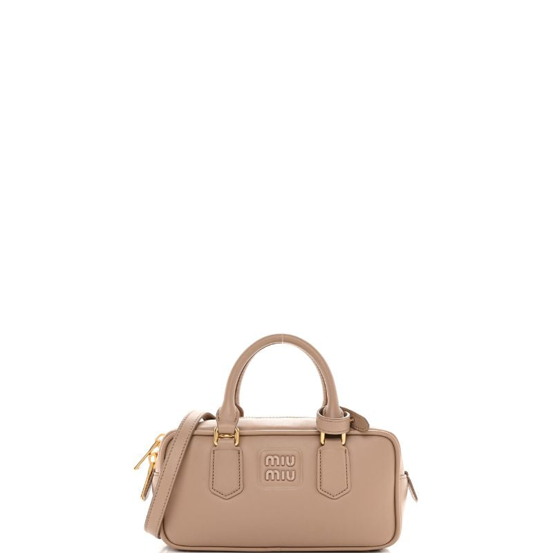 Small Arcadie leather bag beige new