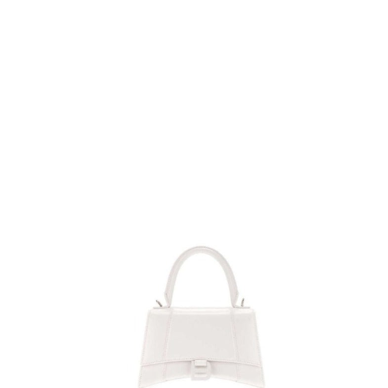 Bolso pequeño con asa superior en piel de cocodrilo Hourglass, color blanco