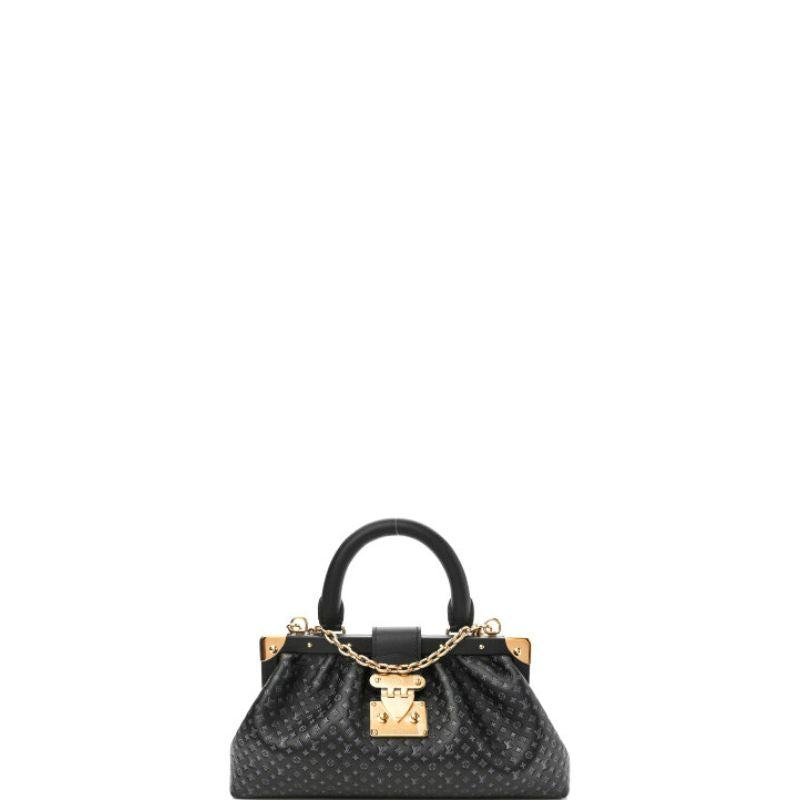 Cartera de mano con monograma negra
