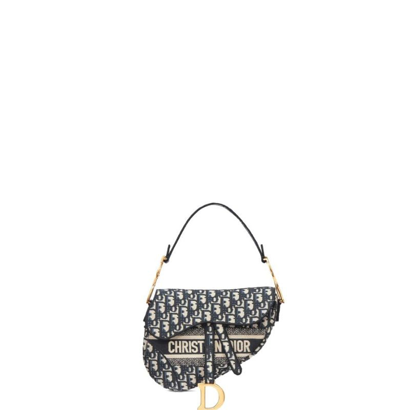 Satteltasche aus blauem Dior Oblique Jacquard Galliano