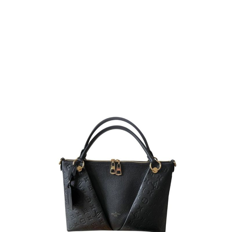 Schwarze Lederhandtasche mit Monogramm