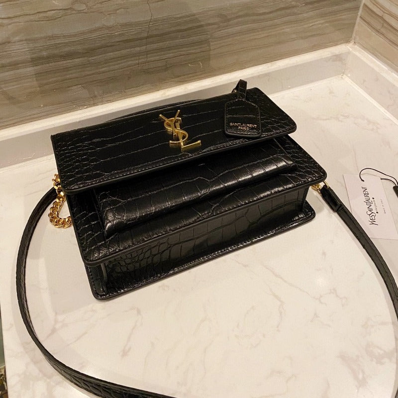 Bolso de mano Sunset Top Handle Croc Negro