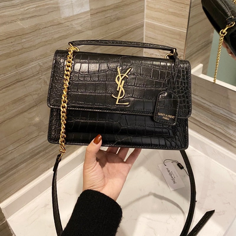 Bolso de mano Sunset Top Handle Croc Negro