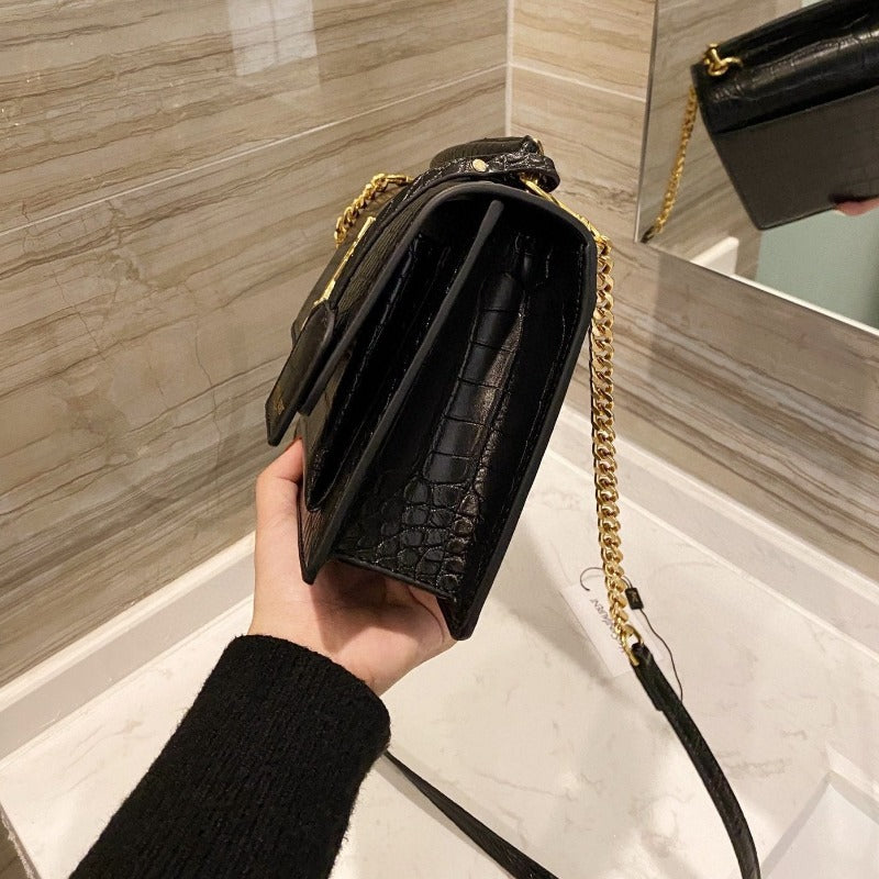 Bolso de mano Sunset Top Handle Croc Negro