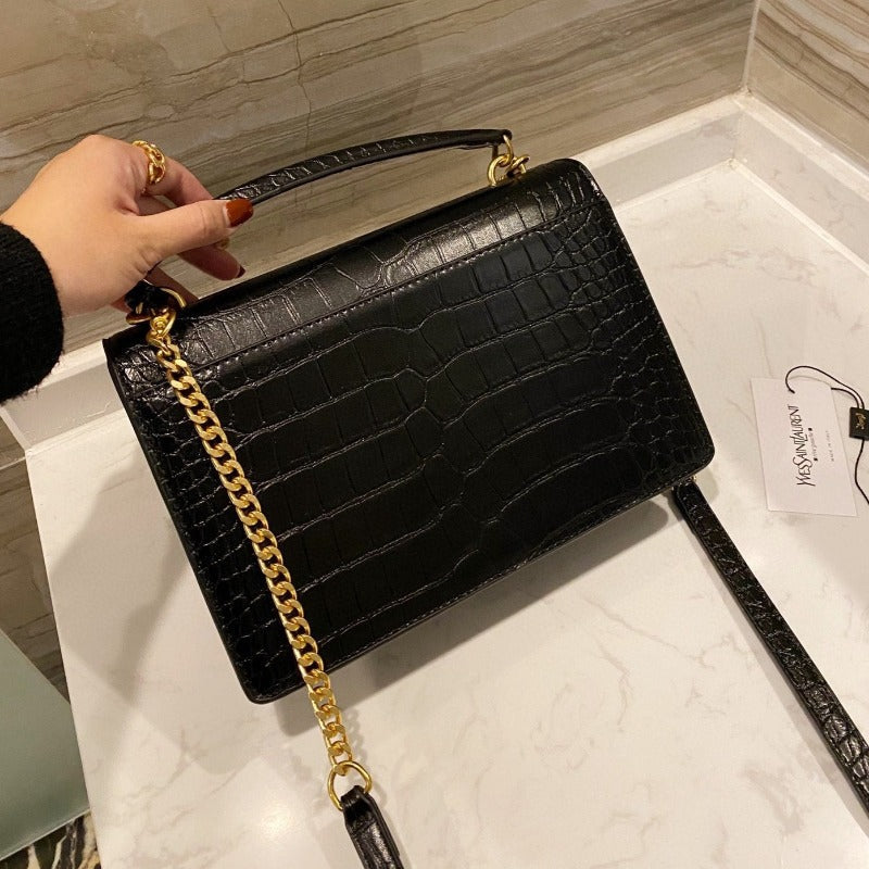 Bolso de mano Sunset Top Handle Croc Negro