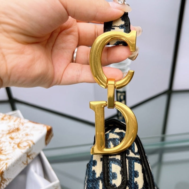 Satteltasche aus blauem Dior Oblique Jacquard Galliano