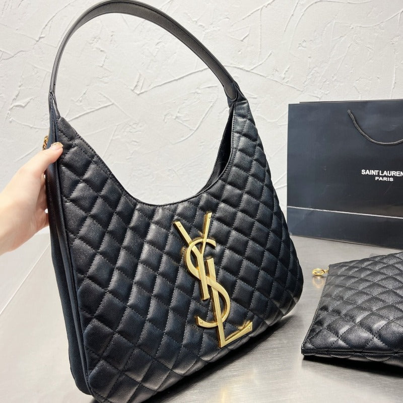 Bolsa de compras con patrón acolchado Gaby en color negro