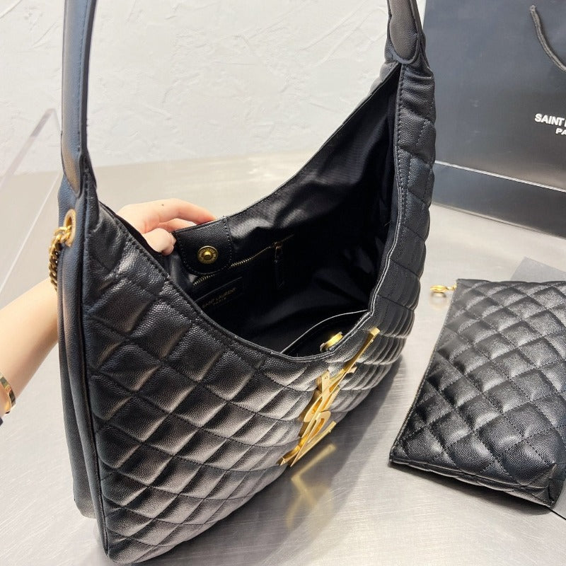 Bolsa de compras con patrón acolchado Gaby en color negro