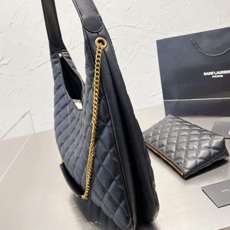 Bolsa de compras con patrón acolchado Gaby en color negro