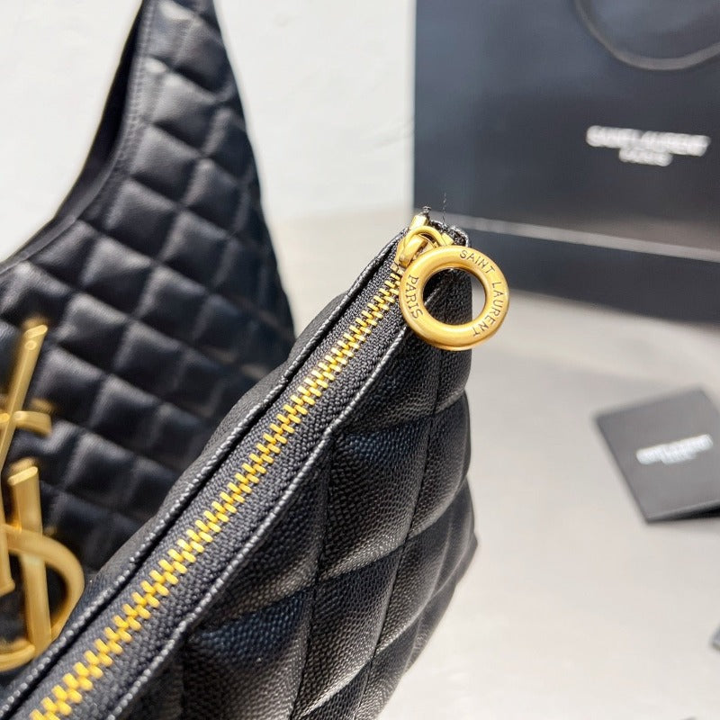 Bolsa de compras con patrón acolchado Gaby en color negro