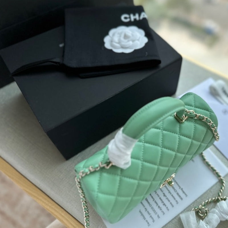 Mini Flap Bag With Top Handle Mint Green