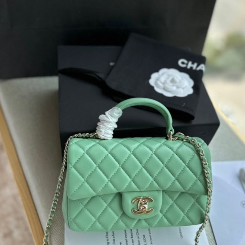 Mini Flap Bag With Top Handle Mint Green