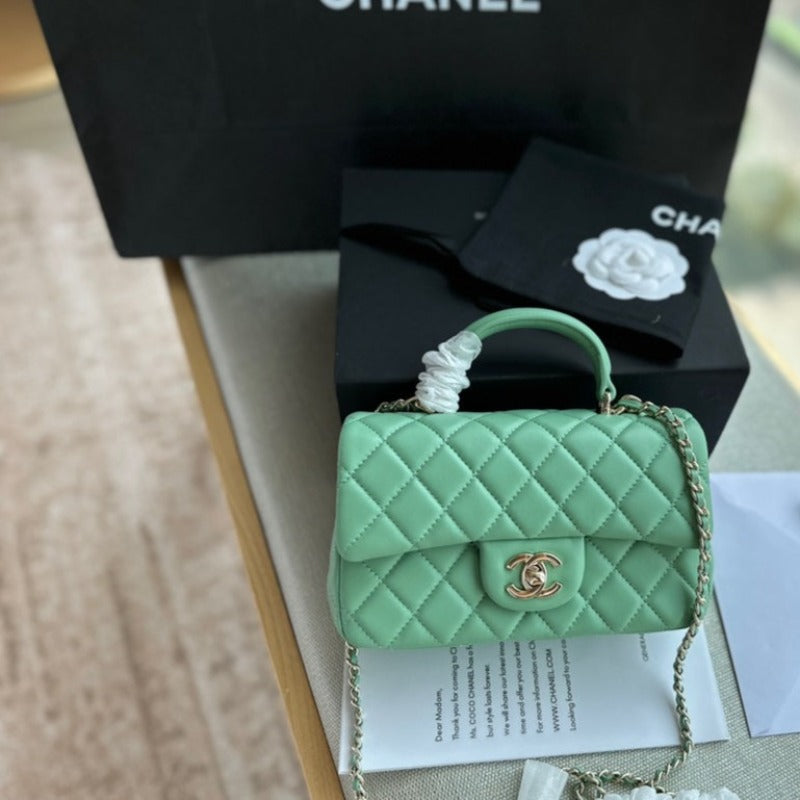 Mini Flap Bag With Top Handle Mint Green