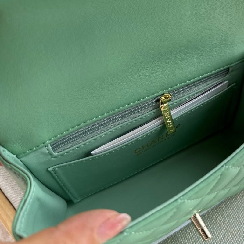 Mini Flap Bag With Top Handle Mint Green
