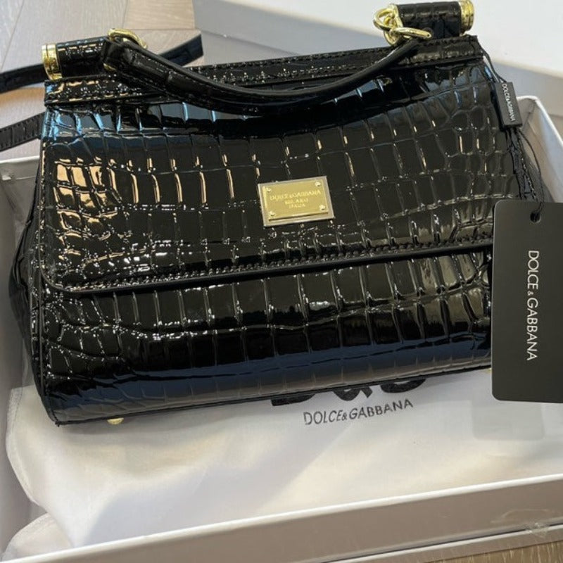 Kim Sicily Bag Black Croc