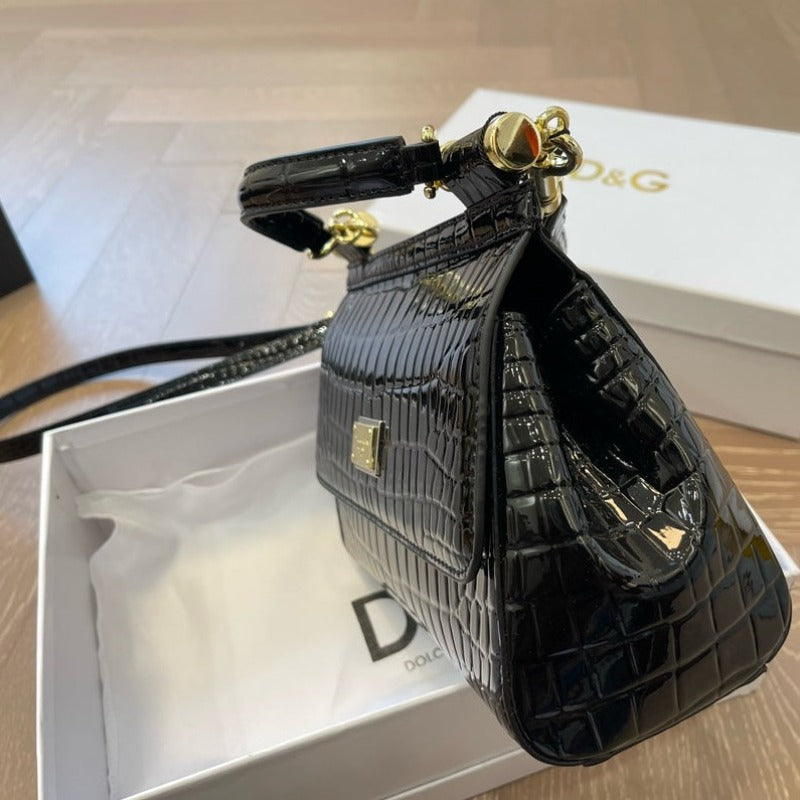 Kim Sicily Bag Black Croc
