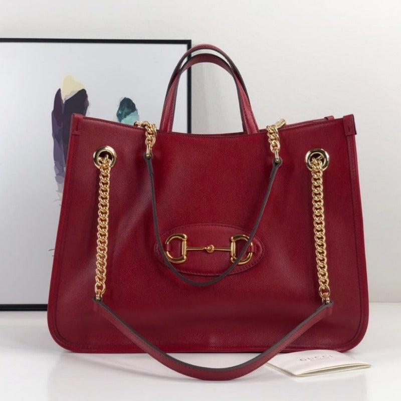 Horsebit Tote Bag Red