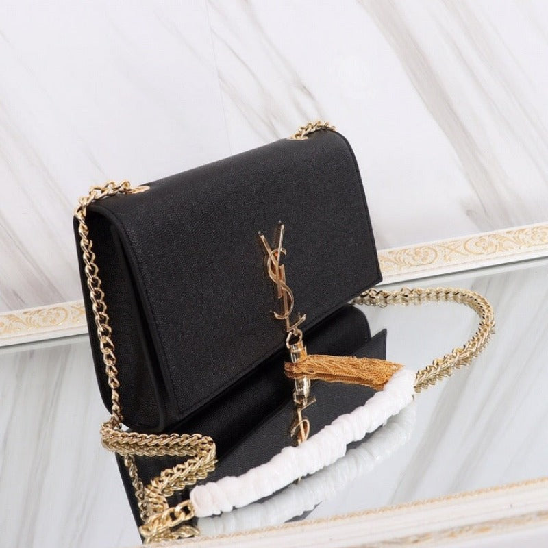 Medium Kate Tassel Bag With Chain Black