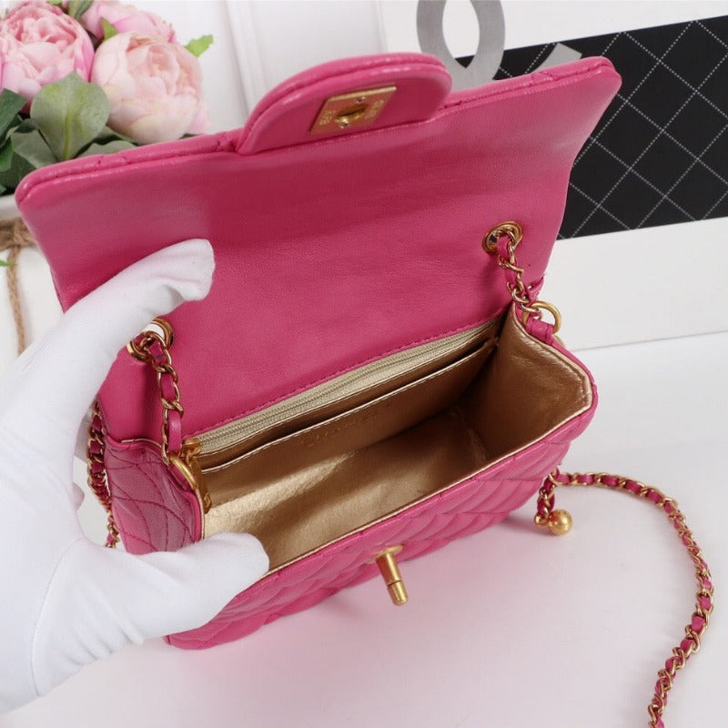 Klassische Mini-Flap-Tasche Rosy Pink 