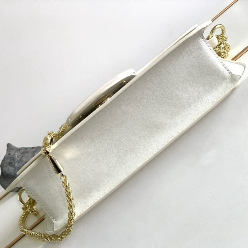 Vlogo Plaque Shoulder Bag White