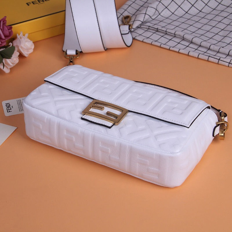 Baguette Nappa Shoulder Bag White