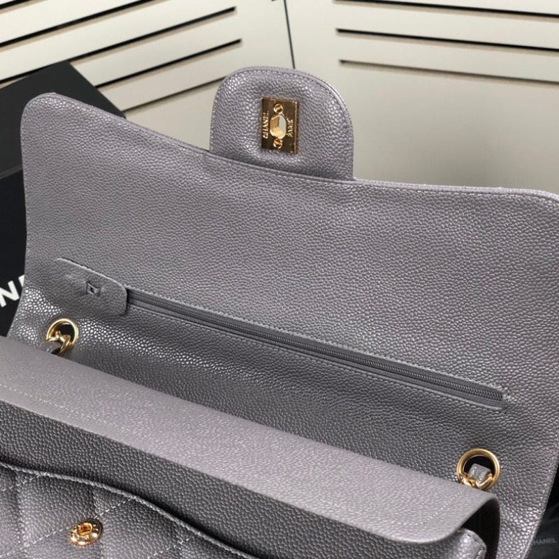 Caviar Classic Double Flap Bag Grey 30