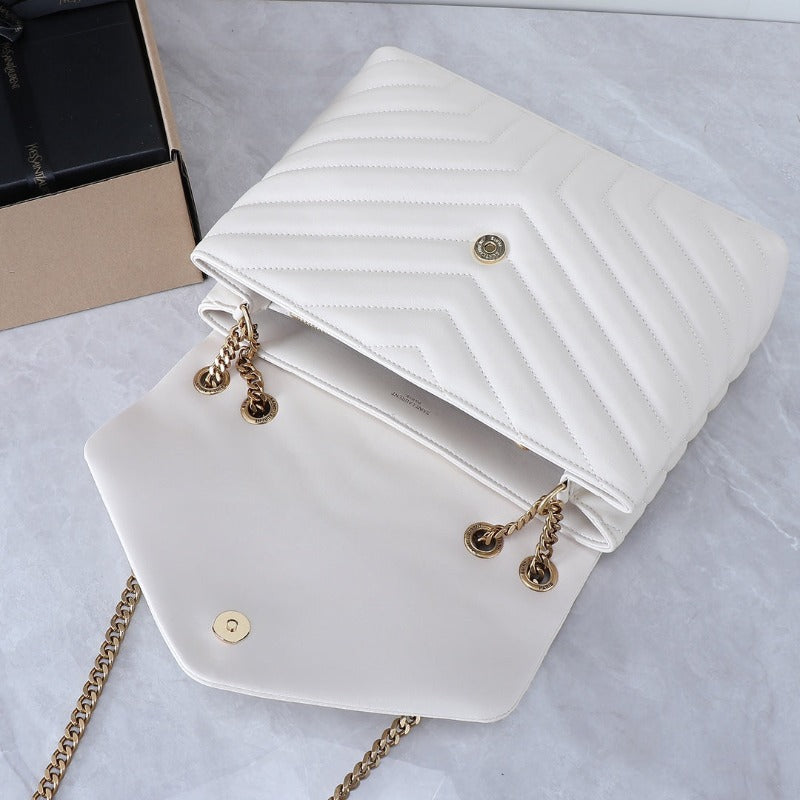 Medium Loulou Shoulder Bag White