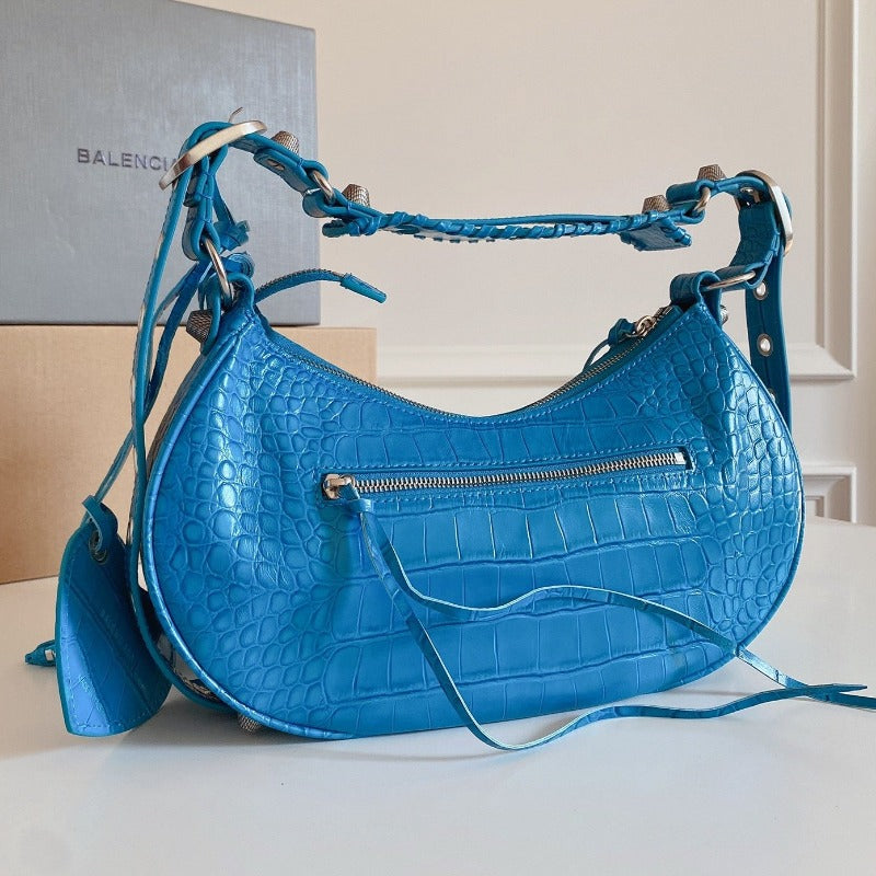 Le Cagole Small Bag Crocodile Blue