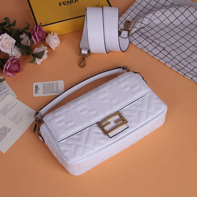 Baguette Nappa Shoulder Bag White