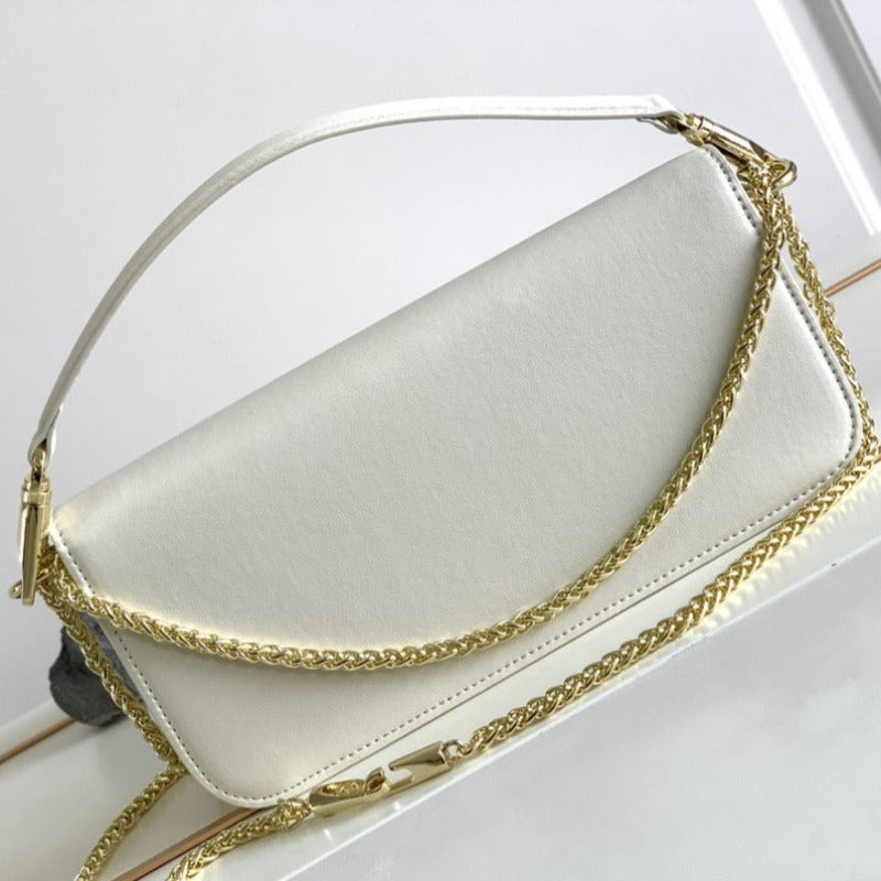 Vlogo Plaque Shoulder Bag White