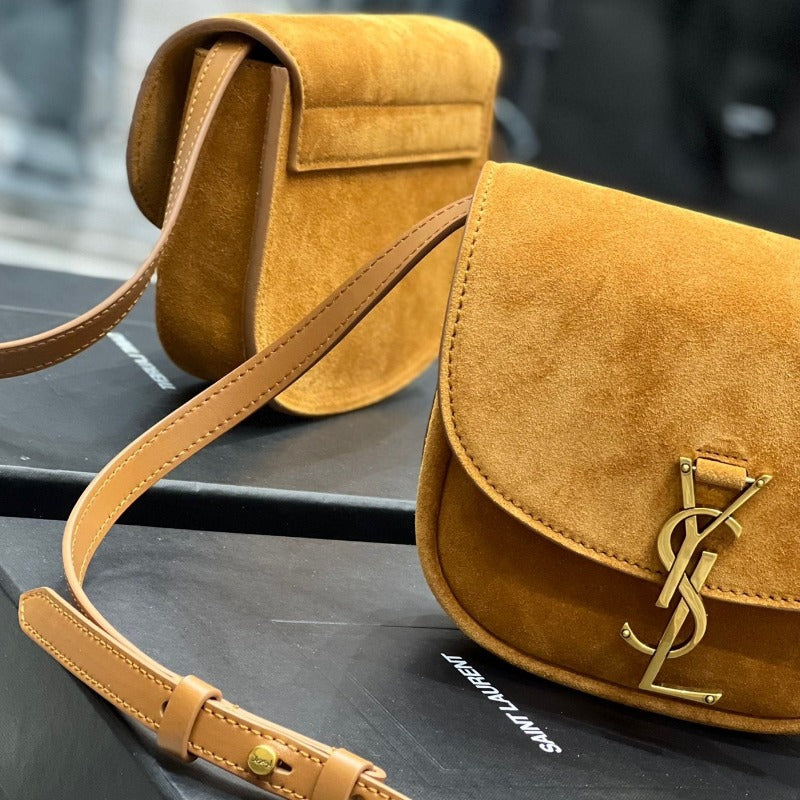 Kaia Small Suede Saddle Bag Camel