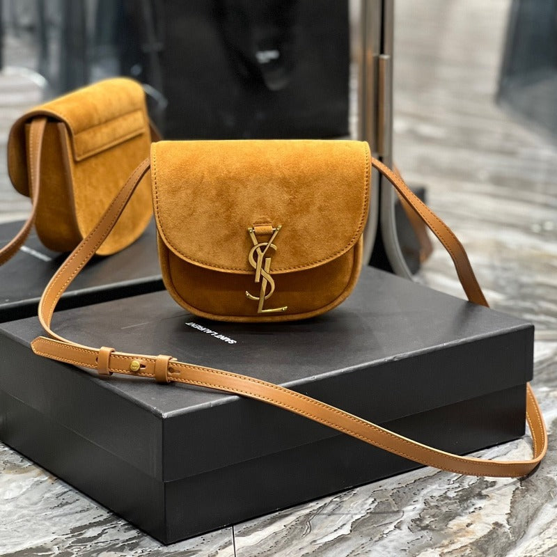 Kaia Small Suede Saddle Bag Camel