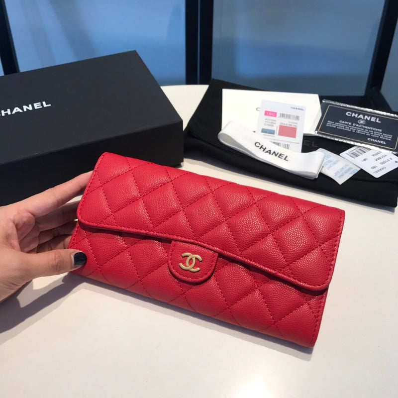 Caviar Large Wallet Red