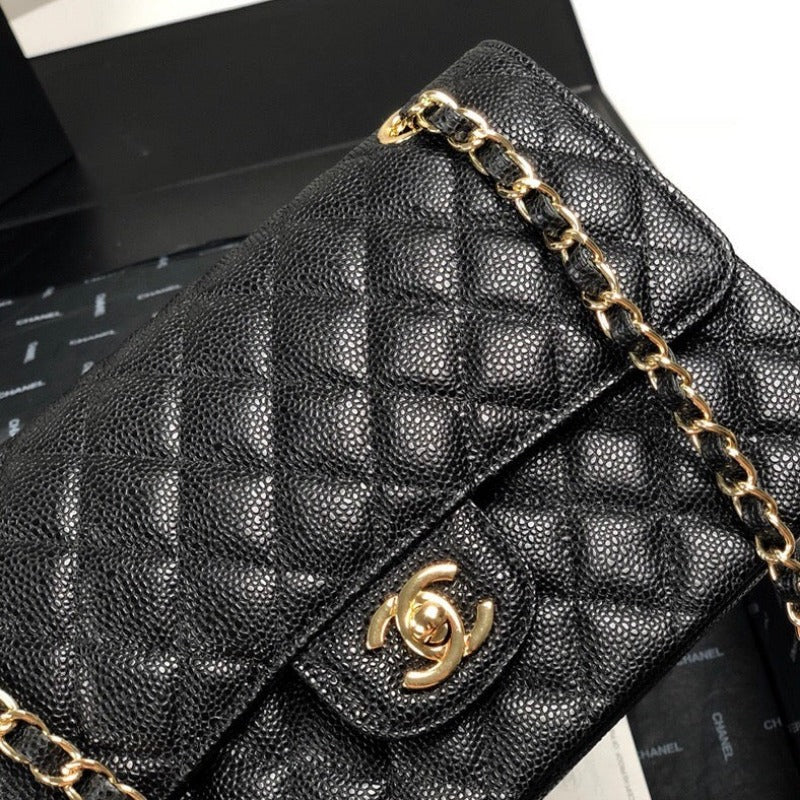 Caviar Jumbo Shoulder Bag Black 25