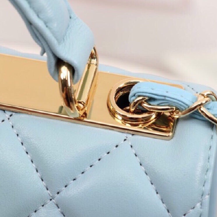 Flap Bag With Top Handle Light Blue