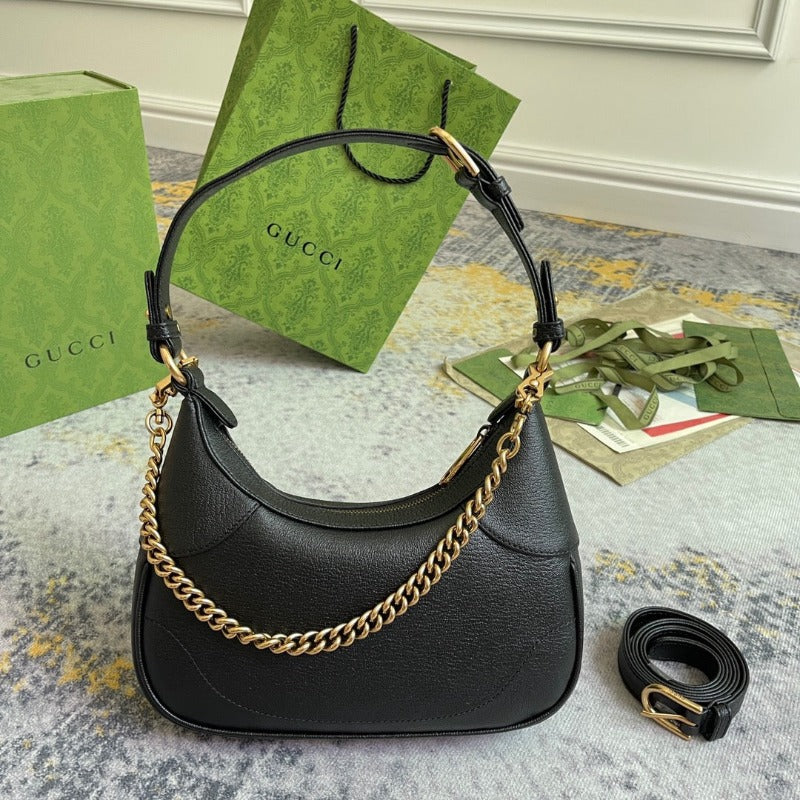 Aphrodite Hobo Bag With Chain Black