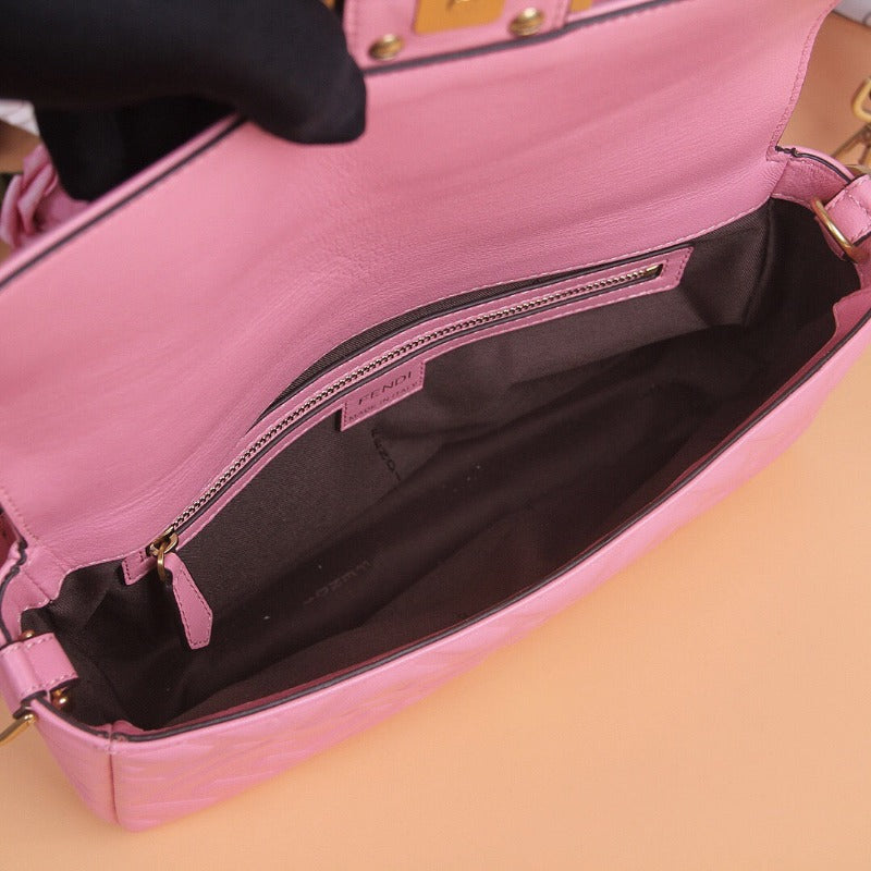 Baguette Nappa Shoulder Bag Pink