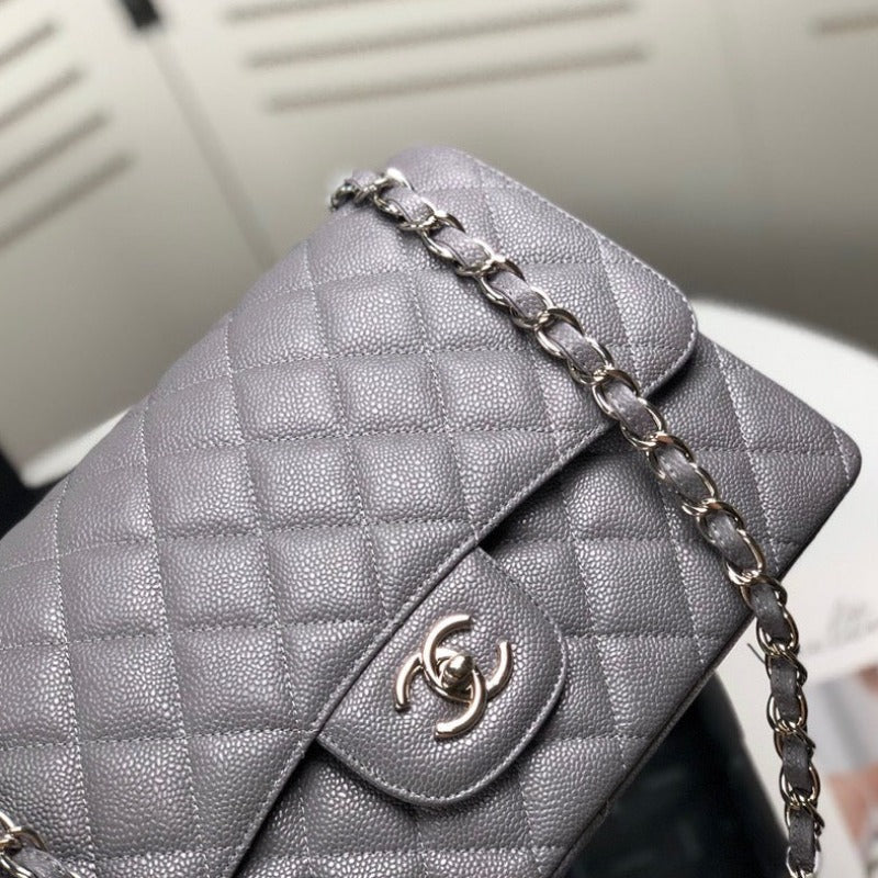 Caviar Classic Double Flap Bag Grey 30