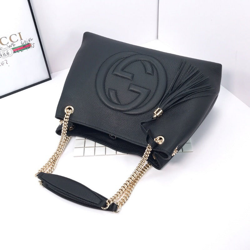 Soho Chain Tote Bag Black