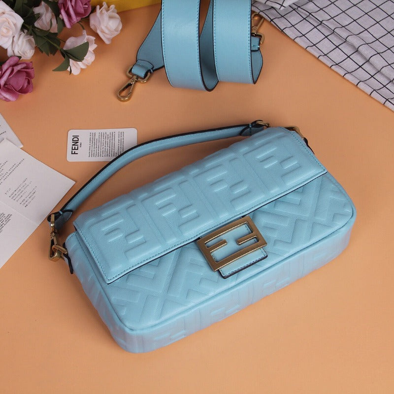 Baguette Nappa Shoulder Bag Sky Blue