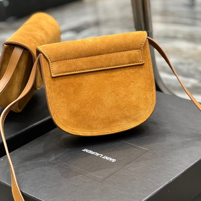 Kaia Small Suede Saddle Bag Camel