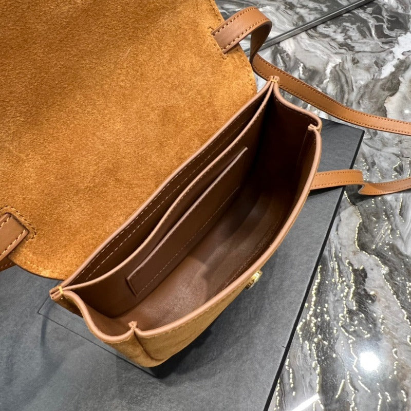 Kaia Small Suede Saddle Bag Camel